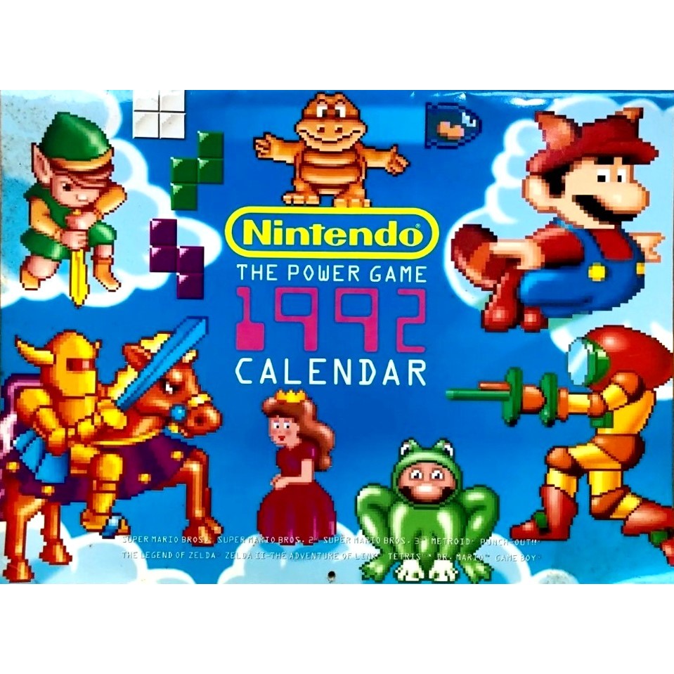 Nintendo The Power Game 1992 Calendar, USA 1992.