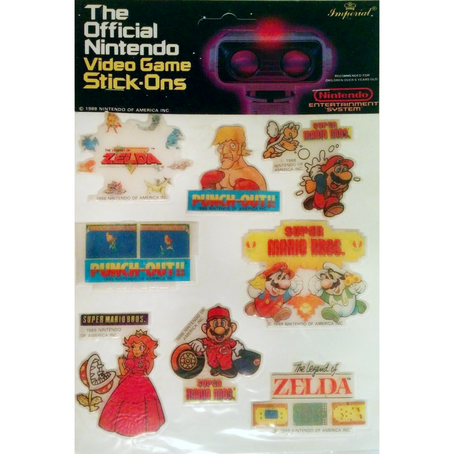 Nintendo Stick-On Puffy Stickers by Imperial, USA 1988.