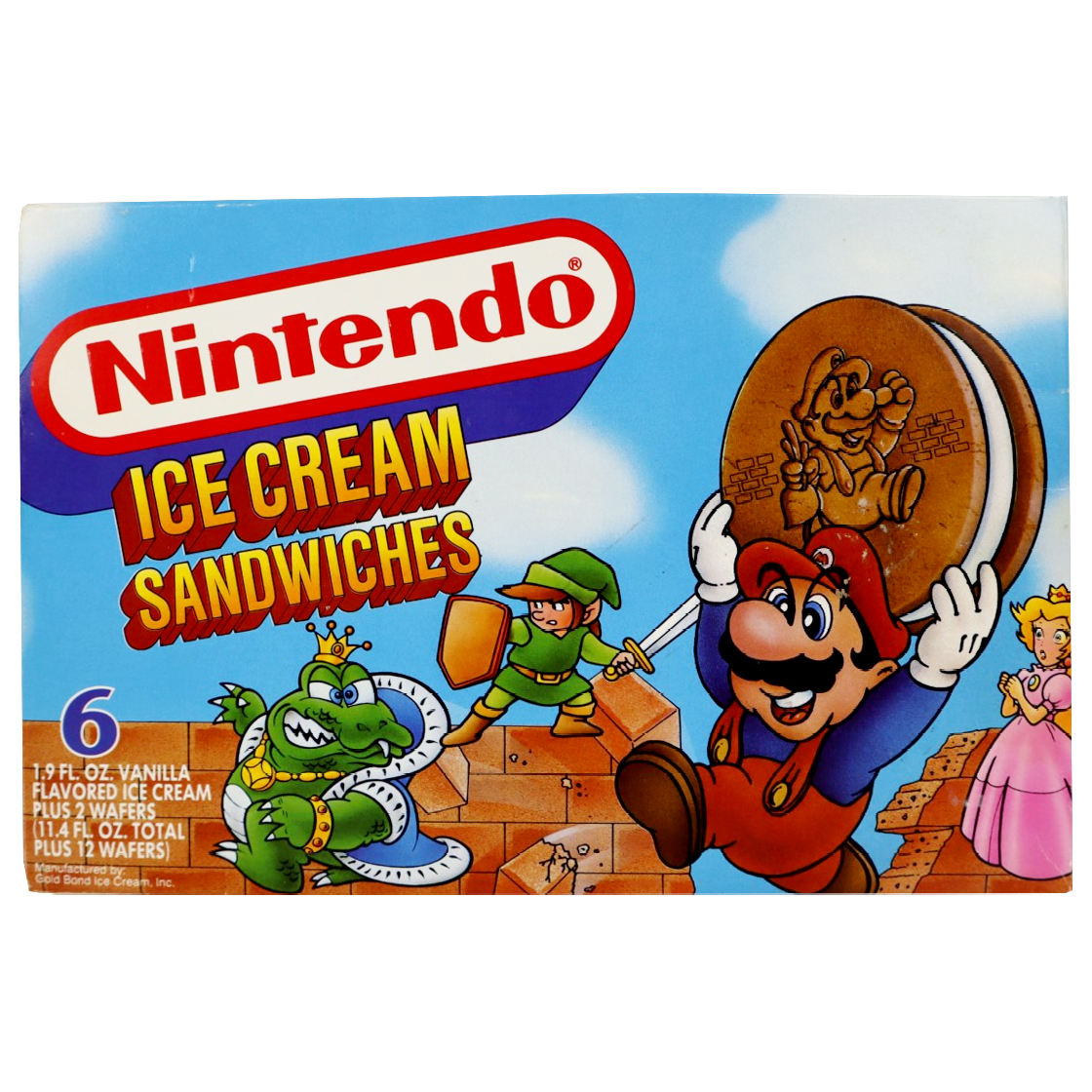 Zelda and Mario Ice Cream Sandwiches by Gold Bond Ice Cream, USA 1989.