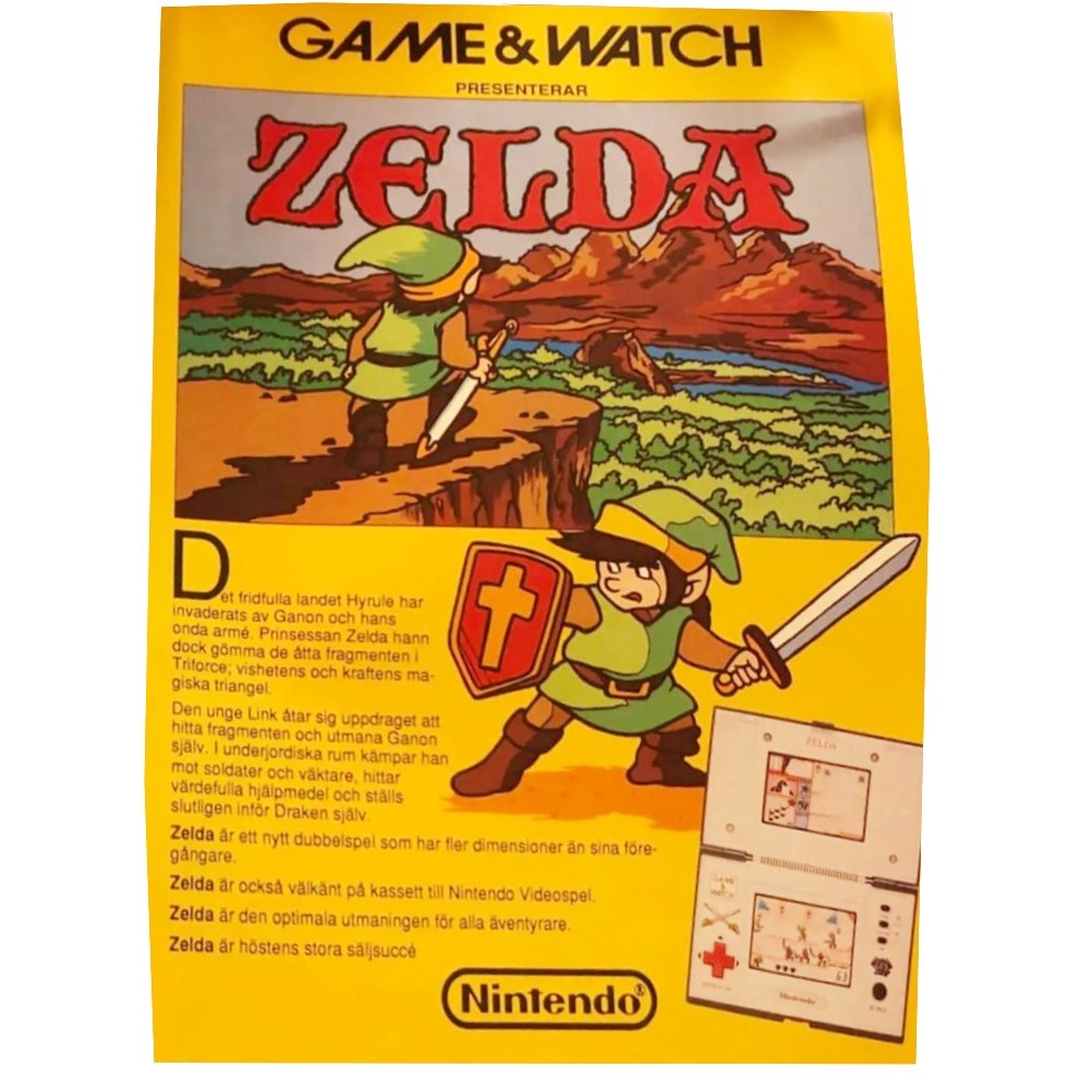 Zelda Game & Watch Promo Flyer, Sweden 1990.